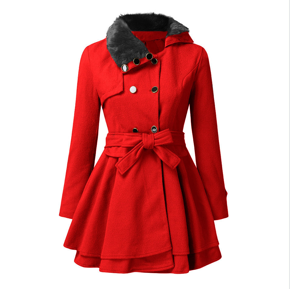Dames Lange Winterjas Met Bontkraag 3