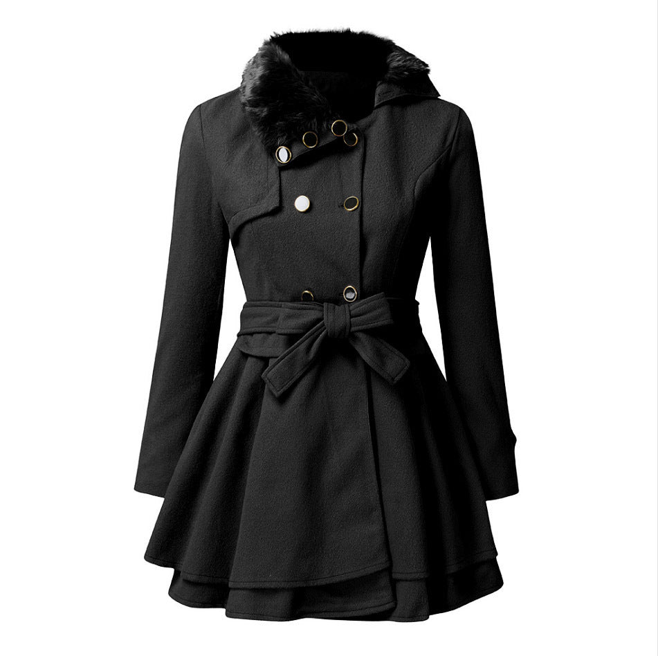 Dames Lange Winterjas Met Bontkraag 4