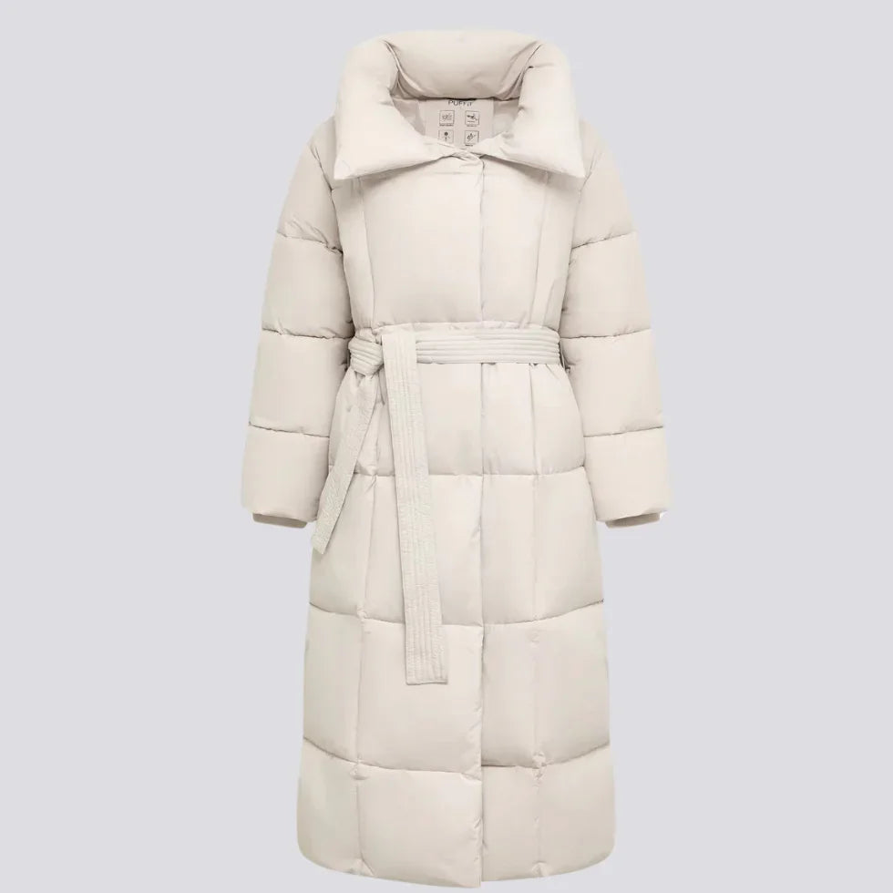 Dames Lange Winterjas Met Riem 4
