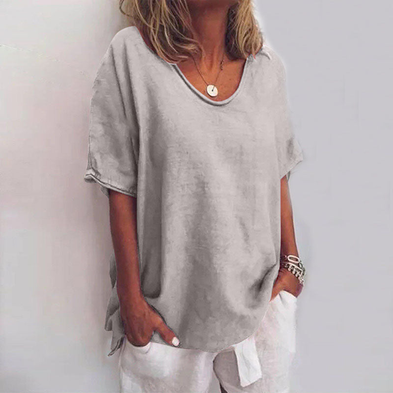 Dames Losvallende Top Ronde Hals Casual Stijl 1