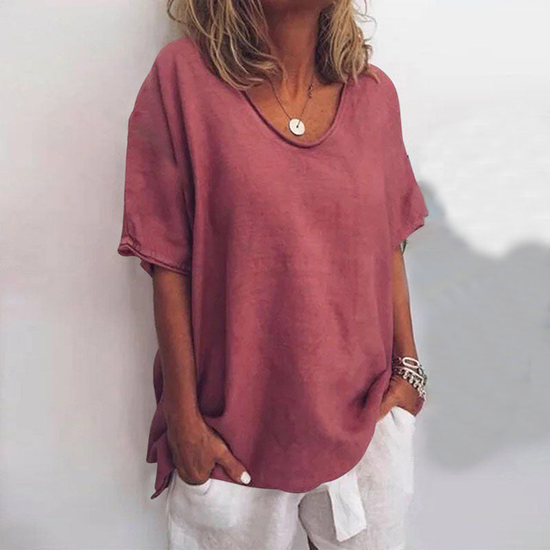 Dames Losvallende Top Ronde Hals Casual Stijl 3