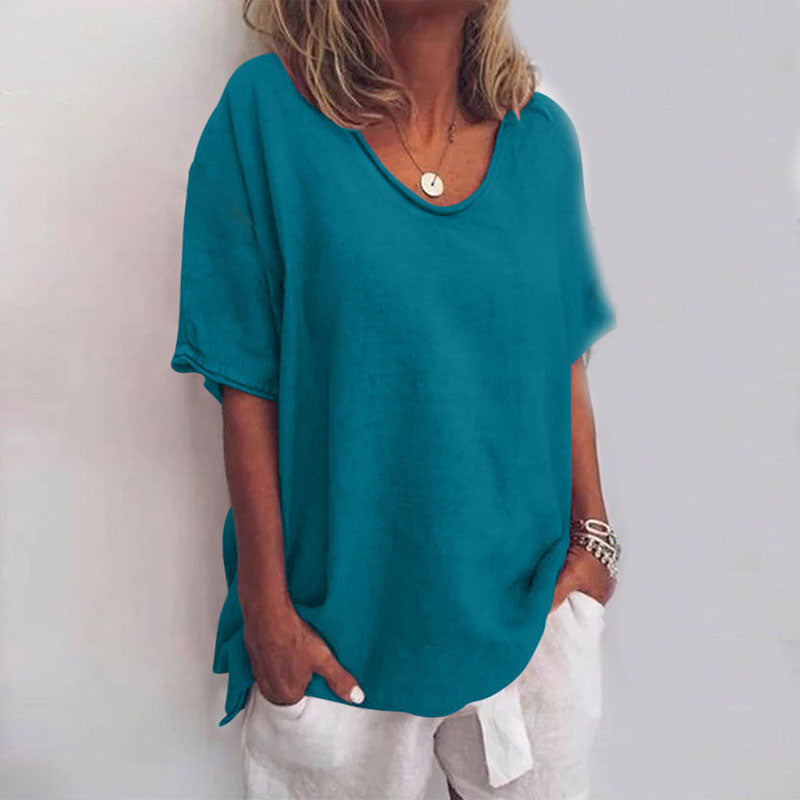Dames Losvallende Top Ronde Hals Casual Stijl 4