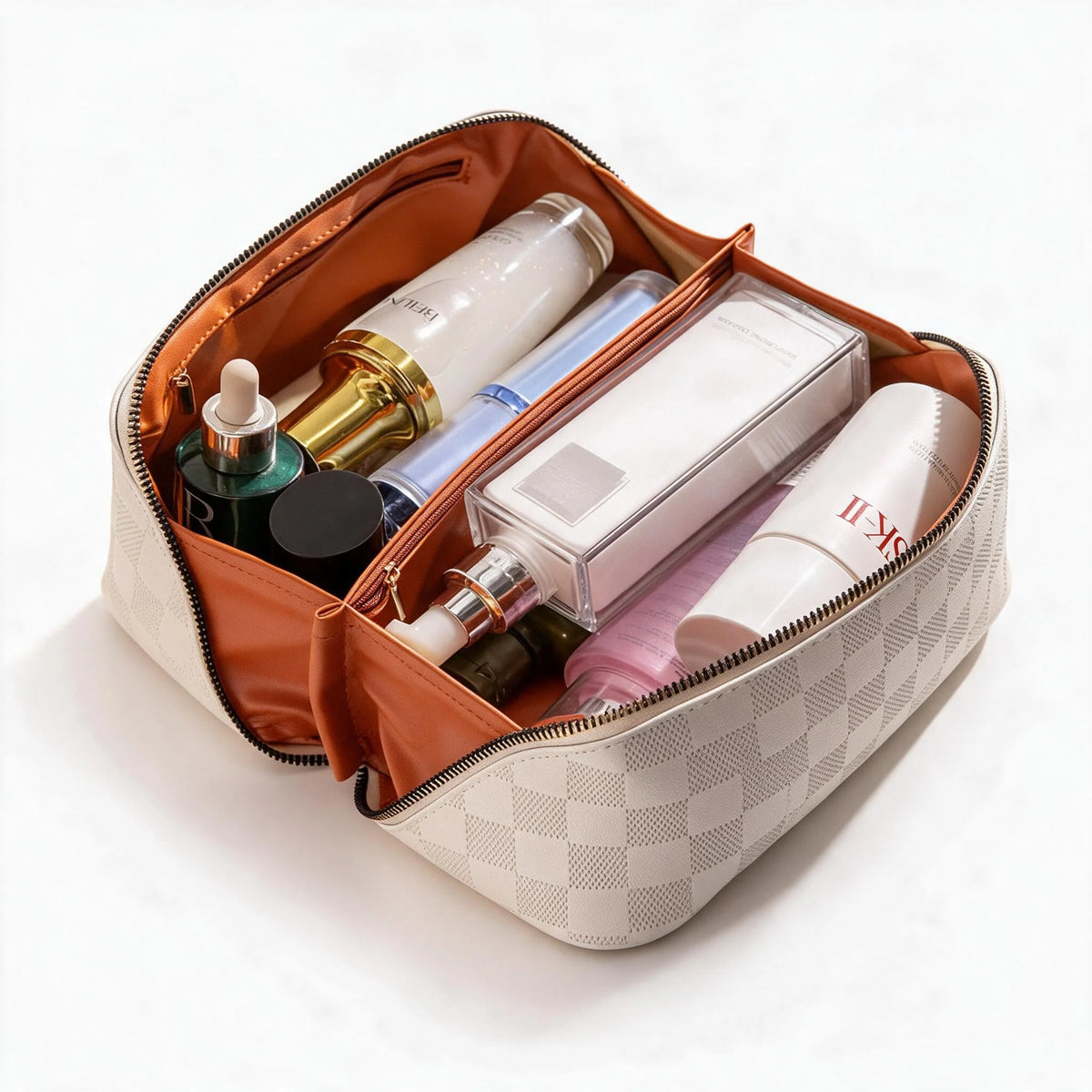 Dames Make-up Tasje Ruitpatroon Met Draaghandvat 1