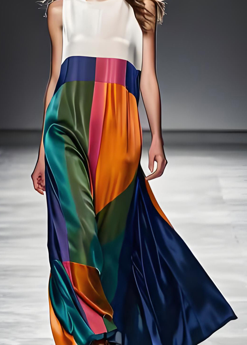 Dames Maxi-jurk Boho Colorblock Mouwloos 3