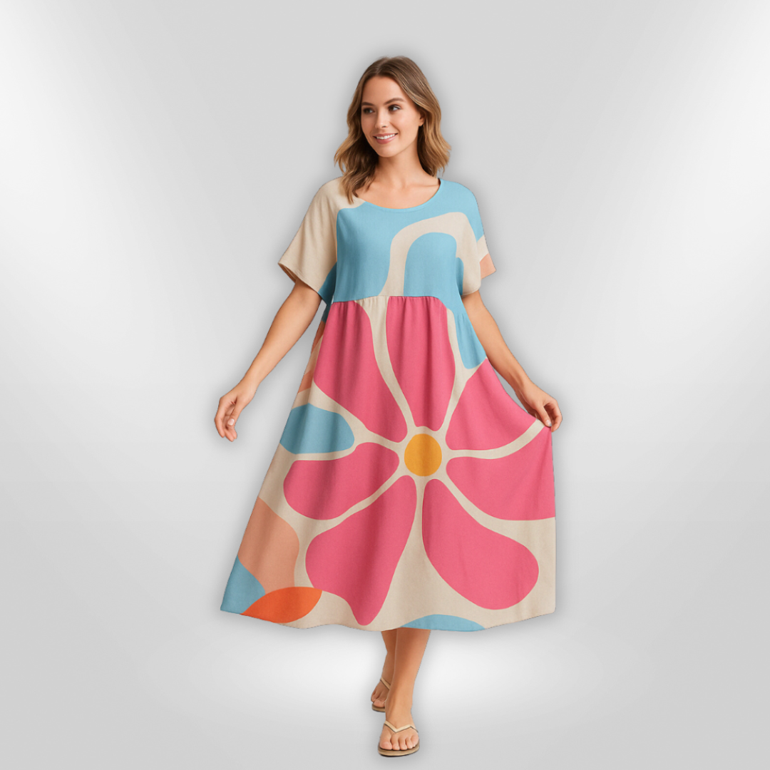 Dames Maxi Jurk Bloemenpatroon Zacht Katoen voor Zomer 1