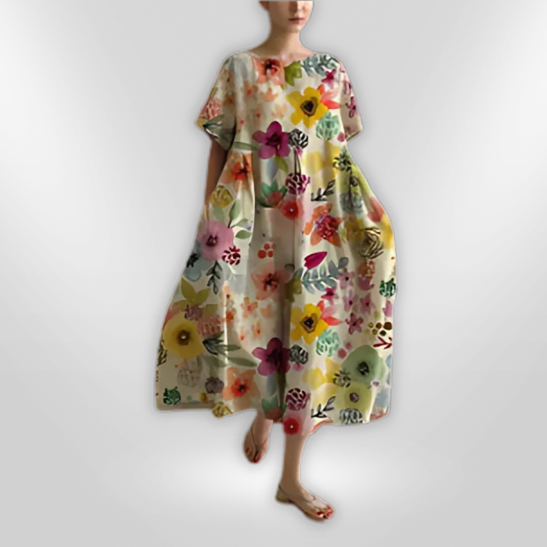 Dames Maxi Jurk Bloemenpatroon Zacht Katoen voor Zomer 14