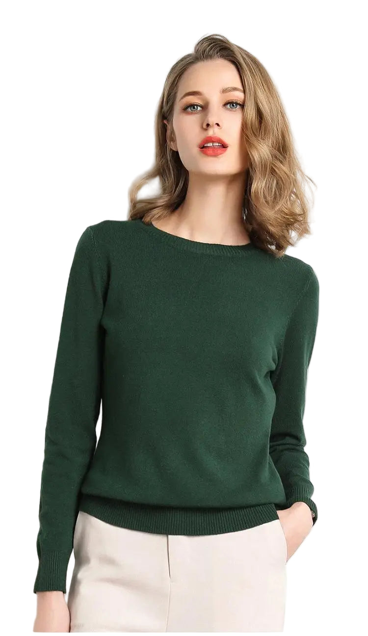 Dames Merino Wol Trui O-Hals Pullover Lange Mouwen 14