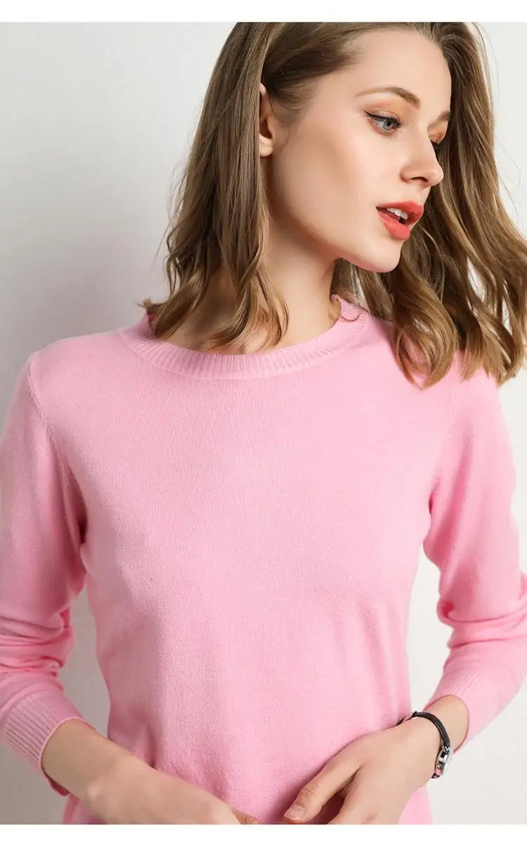 Dames Merino Wol Trui O-Hals Pullover Lange Mouwen 17