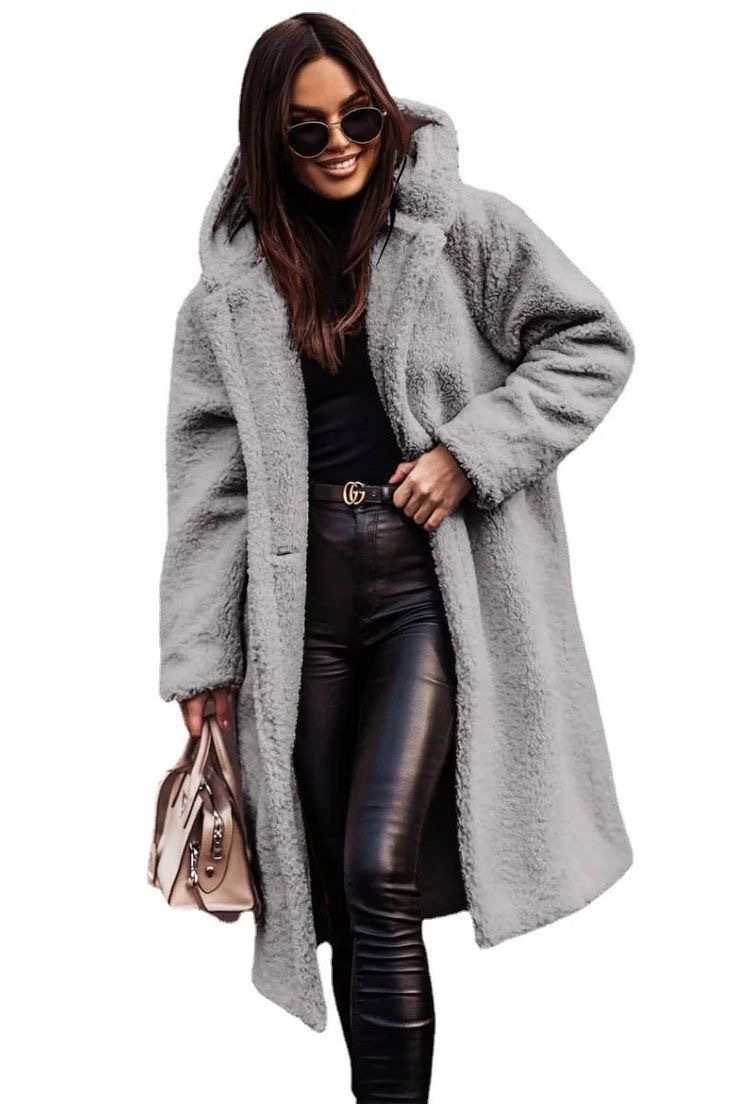 Dames Mid-Length Jas van Nepbont met Oversized Pasvorm 3