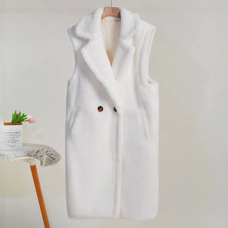 Dames Mid-Length Mouwloos Jasje met Oversized Pasvorm 3