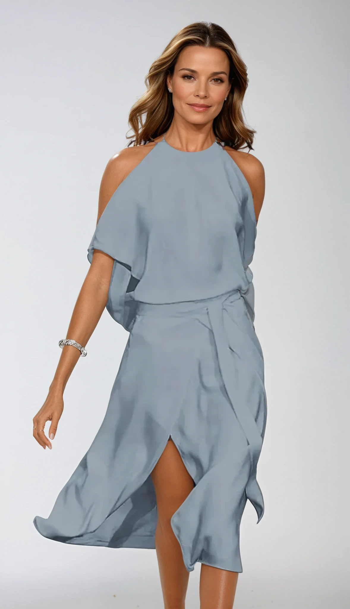 Dames Midi Jurk Asymmetrisch Blootgeschouderd Vloeiende Stof Zomer Kleding 1