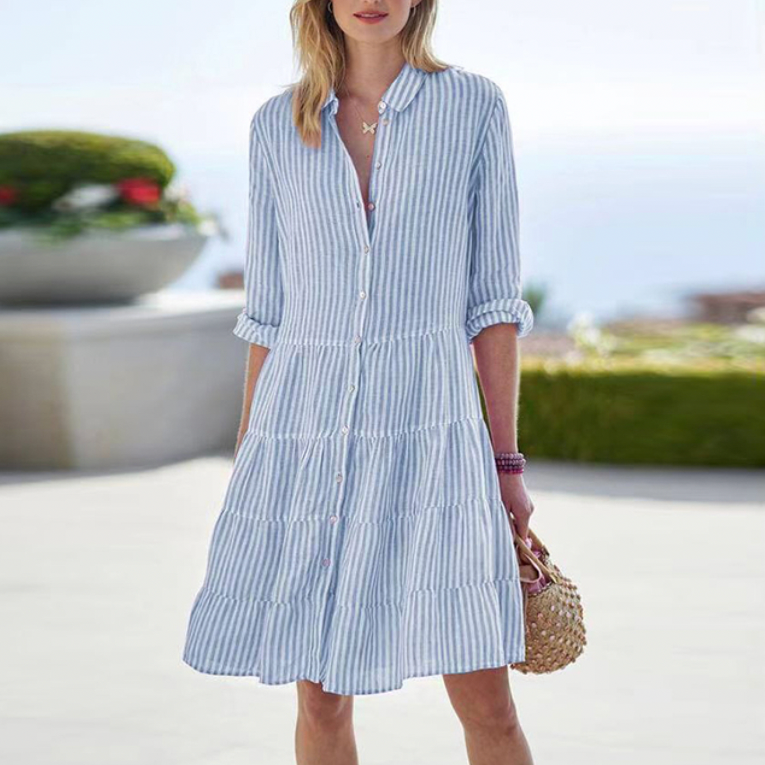 Dames Midi Jurk Luchtig Chic Zomer 3