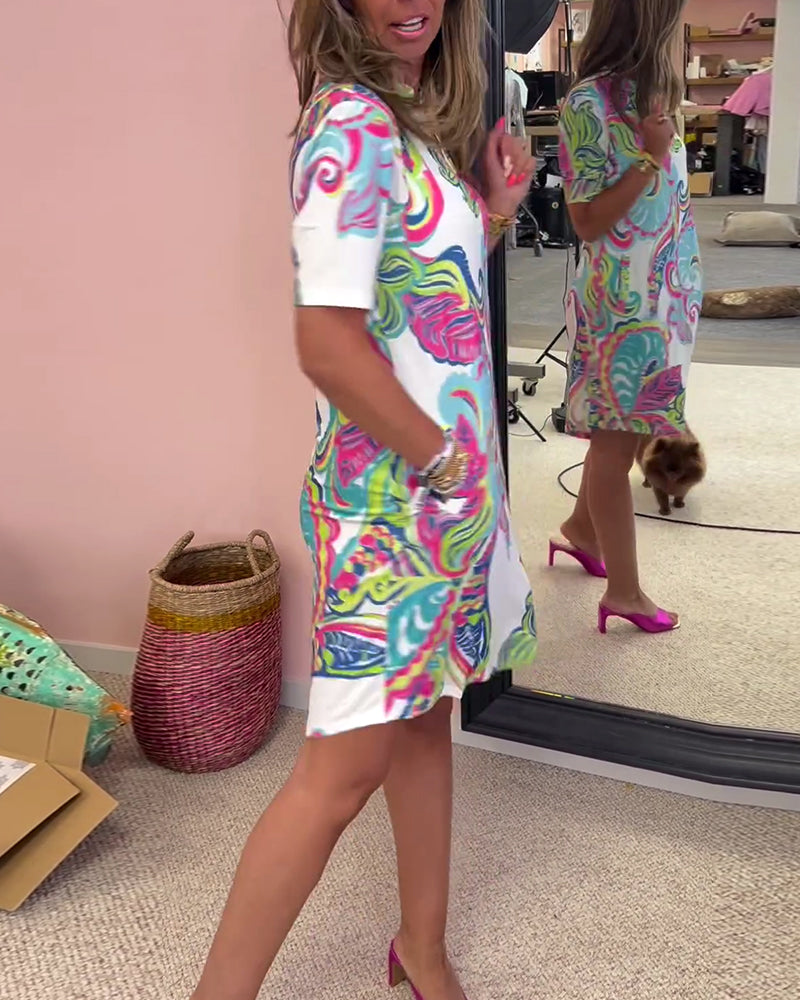 Dames Midi Jurk Met Bohemian Print en Vloeiende Pasvorm 4