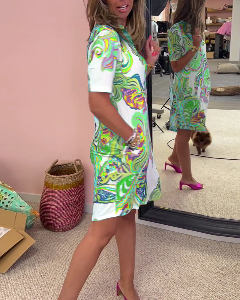 Dames Midi Jurk Met Bohemian Print en Vloeiende Pasvorm 7