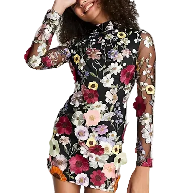 Dames Midi Jurk met Bloemenprint en Hoge Kraag 3