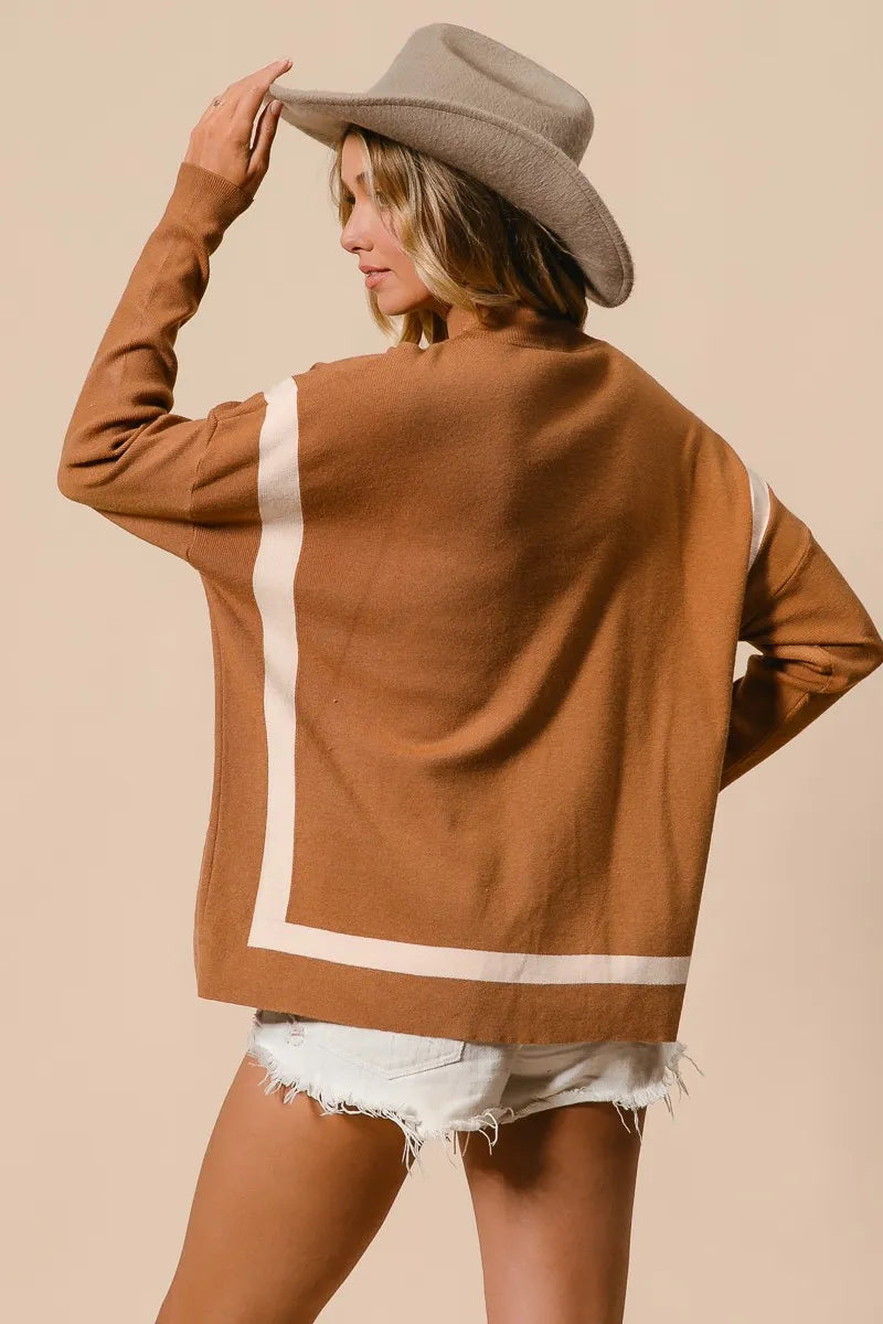 Dames Mock Neck Trui met Luipaard Pocket 3