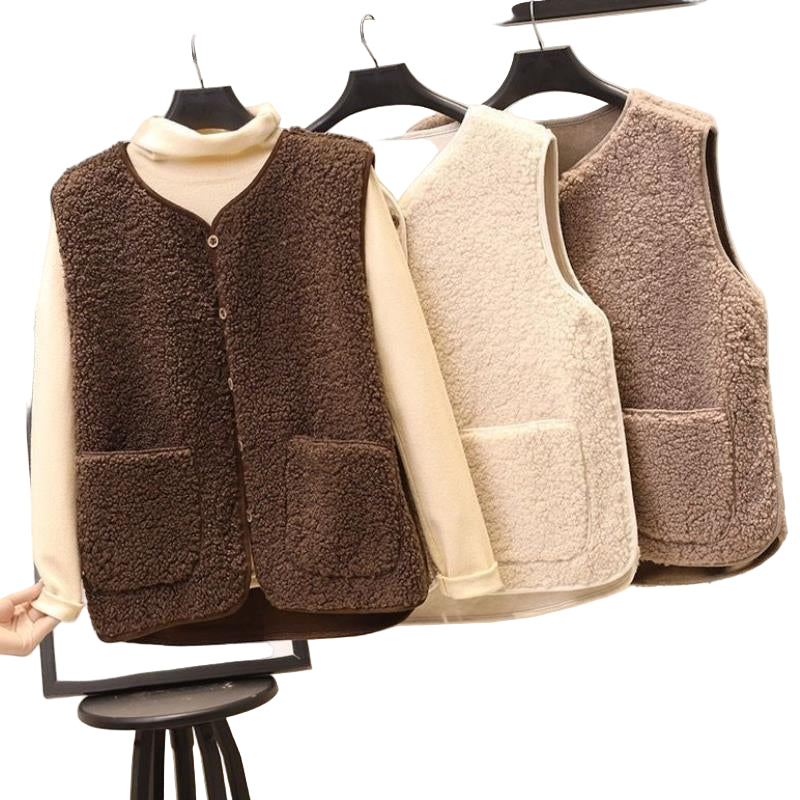 Dames Mouwloos Fleece Vest van Lamswol voor de Winter - Comfortabel en Stijlvol 8