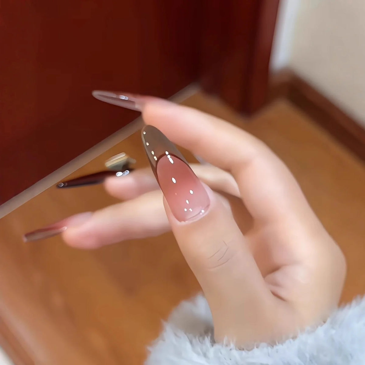 Dames Nagels Set Stiletto Design Met Artistiek Ontwerp 3