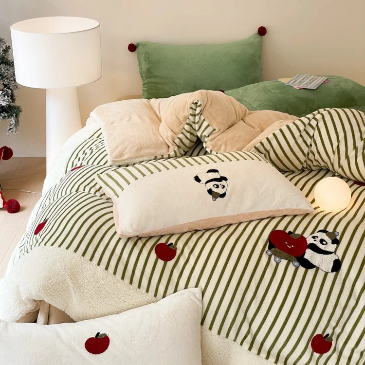 Dames Omkeerbare Dekbedovertrekset Met Gestreepte Details 1