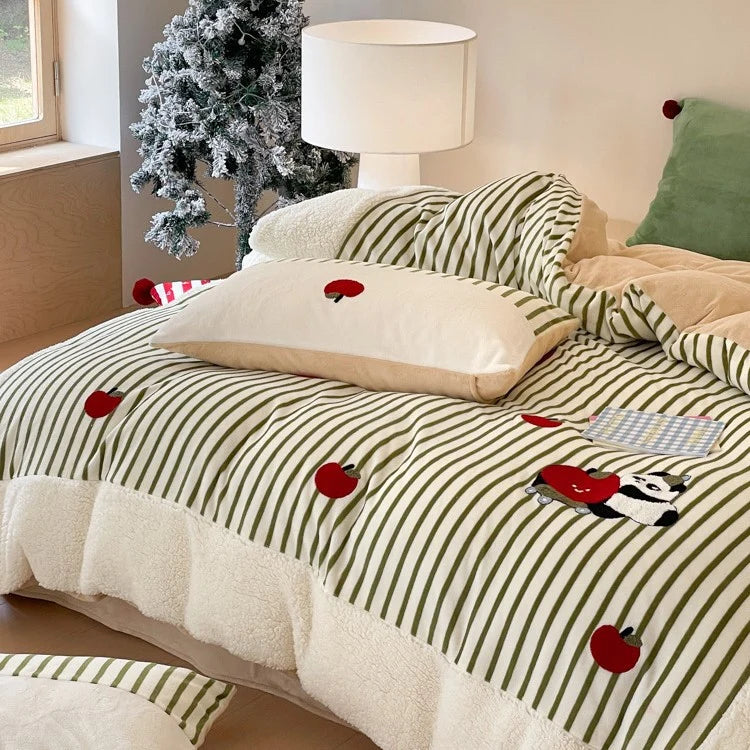Dames Omkeerbare Dekbedovertrekset Met Gestreepte Details 2