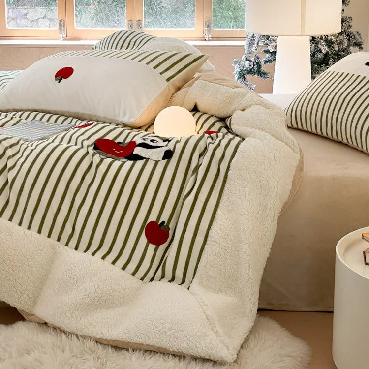 Dames Omkeerbare Dekbedovertrekset Met Gestreepte Details 3