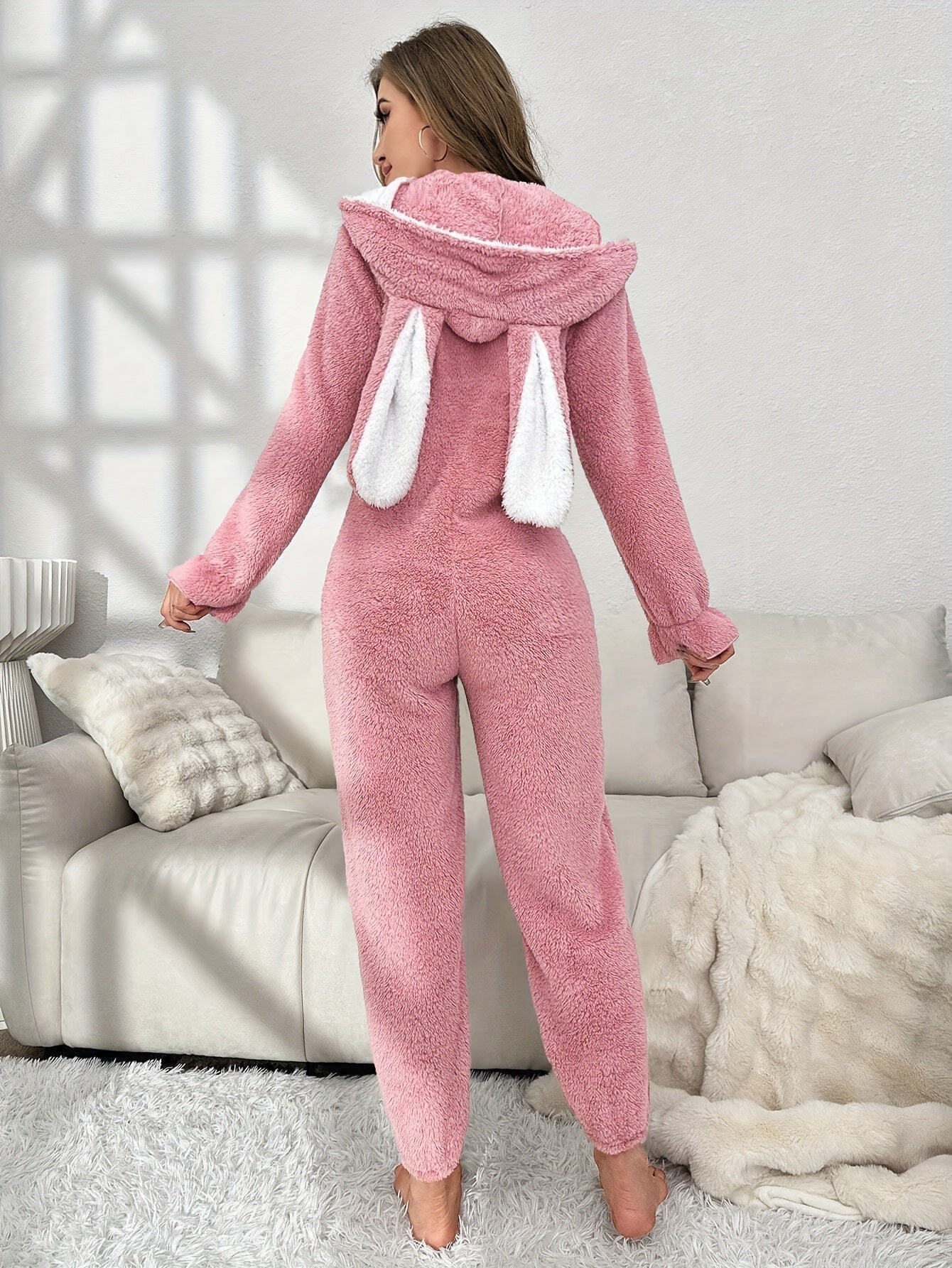 Dames Onesie met Capuchon en Konijnenoren voor Comfortabele Avonden 2