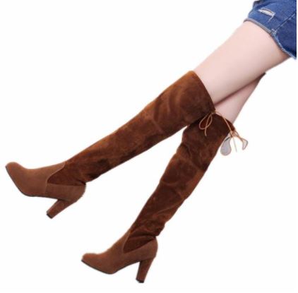 Dames Over-de-Knie Laarzen Met Verstelbaar Koord Trendy Design 5