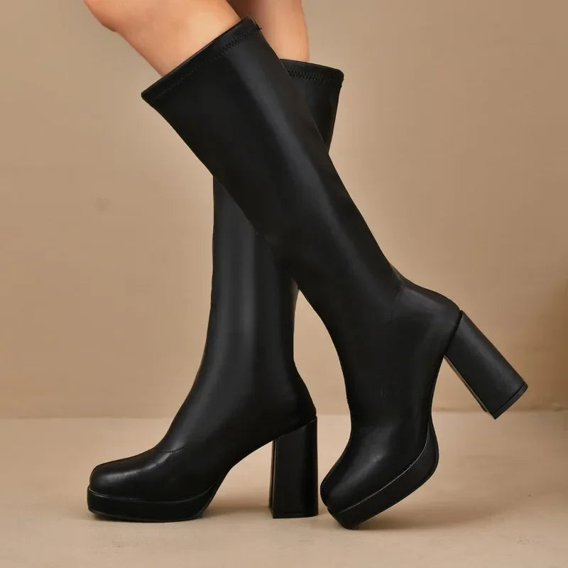 Dames Over-the-Knee Laarzen Chunky Hak 2