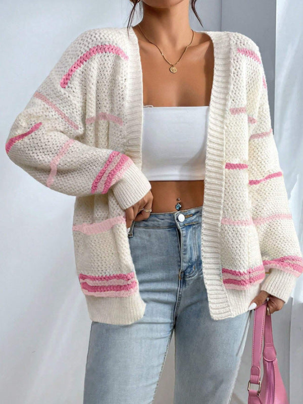 Dames Oversized Cardigan Met Gestreept Ontwerp 3