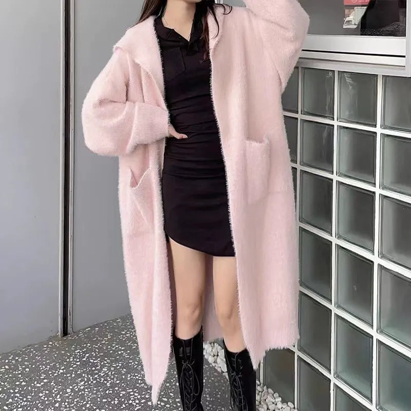 Dames Oversized Gebreide Cardigan met Capuchon 1