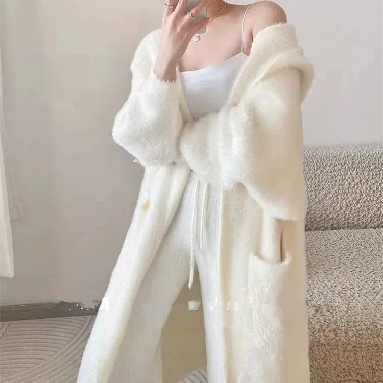 Dames Oversized Gebreide Cardigan met Capuchon 2