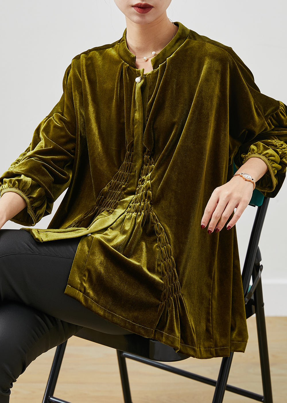 Dames Oversized Shirt Gerimpeld 0
