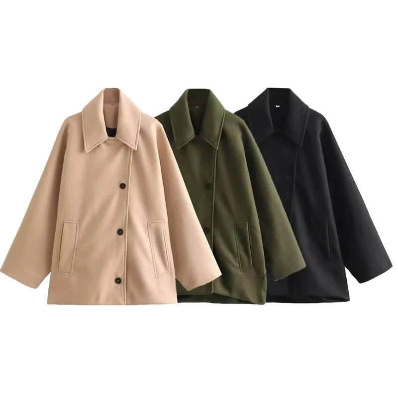 Dames Oversized Winterjas met Lange Mouwen en Knopen 5