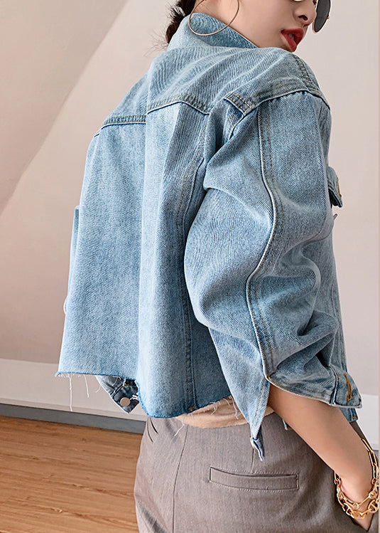 Dames Patchwork Denim Jas met Knoopzakken 2