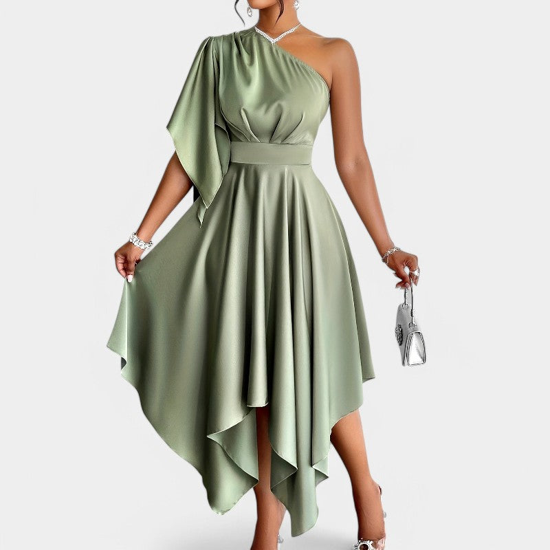 Dames Peplum Jurk Asymmetrisch Polyester voor Casual en Formele Gelegenheden 1