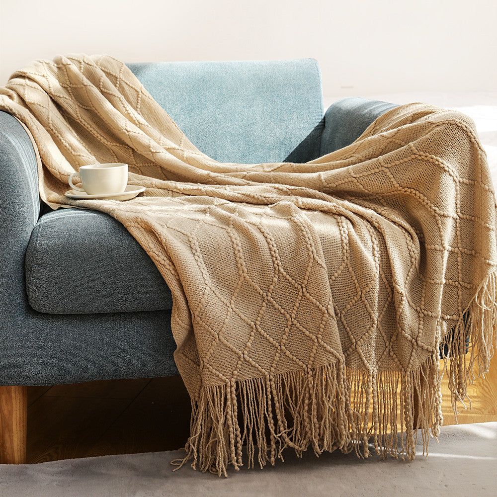 Dames Plaid Geweven Structuurdeken Comfortabel en Stijlvol 1