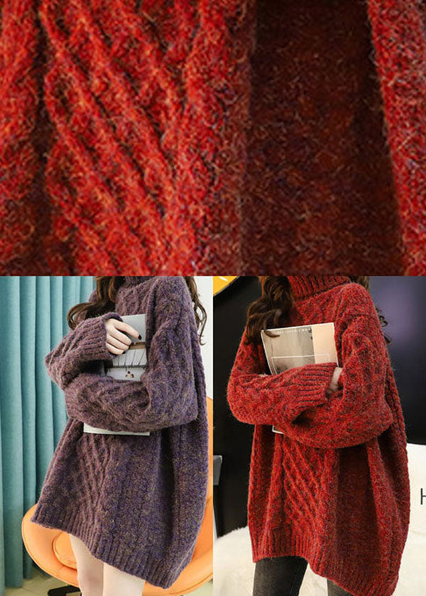 Dames Plus Size Gebreide Trui in Mulberry 4