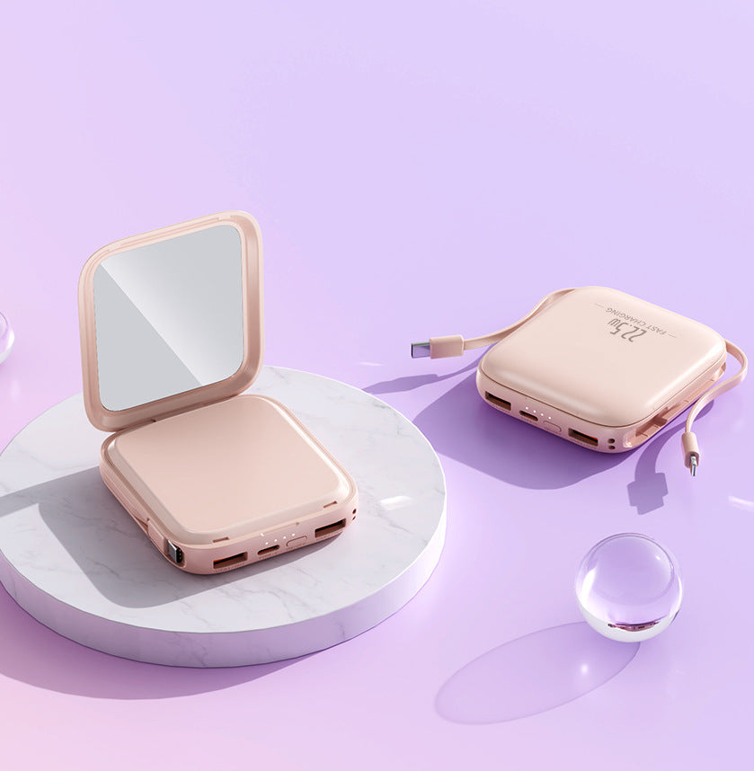 Dames Powerbank Compact Met Geïntegreerde Spiegel 0