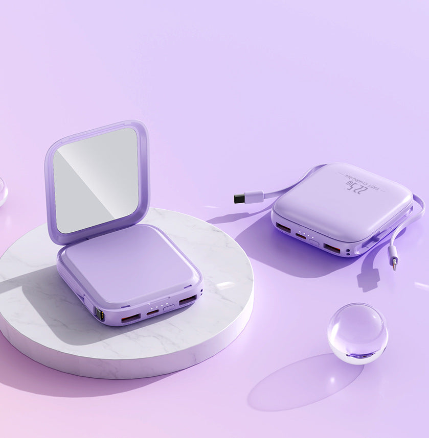 Dames Powerbank Compact Met Geïntegreerde Spiegel 2