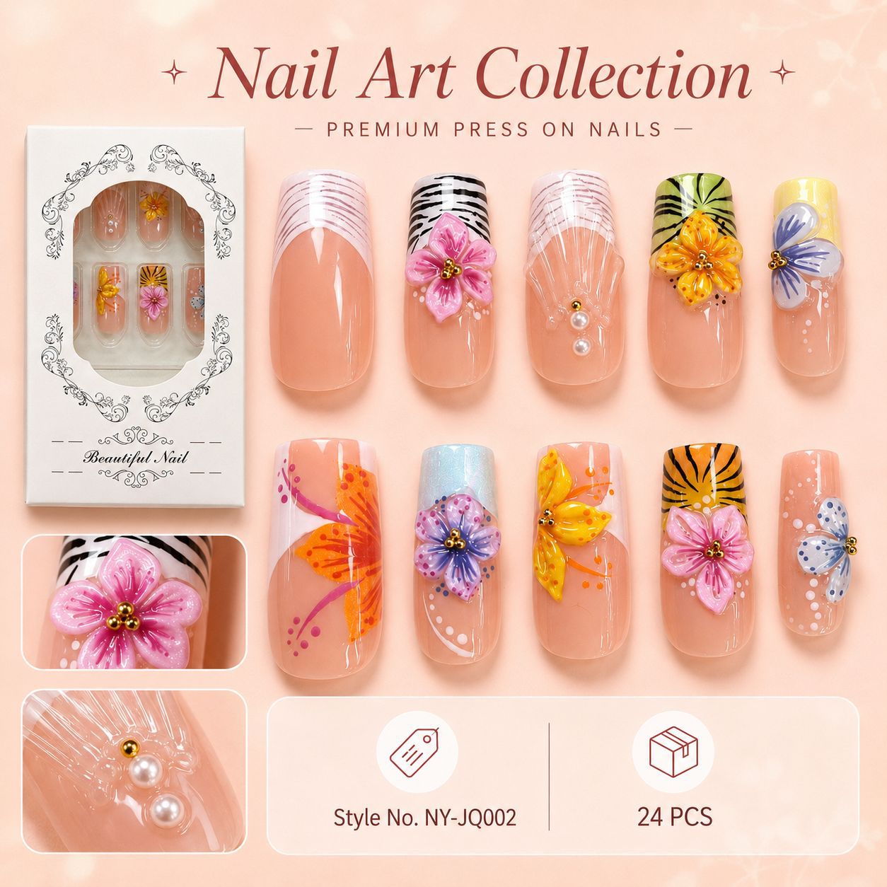 Dames Press-On Nagels Artistiek Design 1