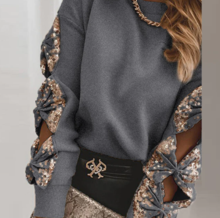 Dames Pullover Lange Mouwen O-hals met Kant Hollow-out Design 12