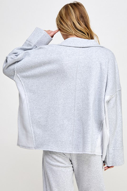 Dames Pullover V-Hals Dolman Mouwen Grijs 2