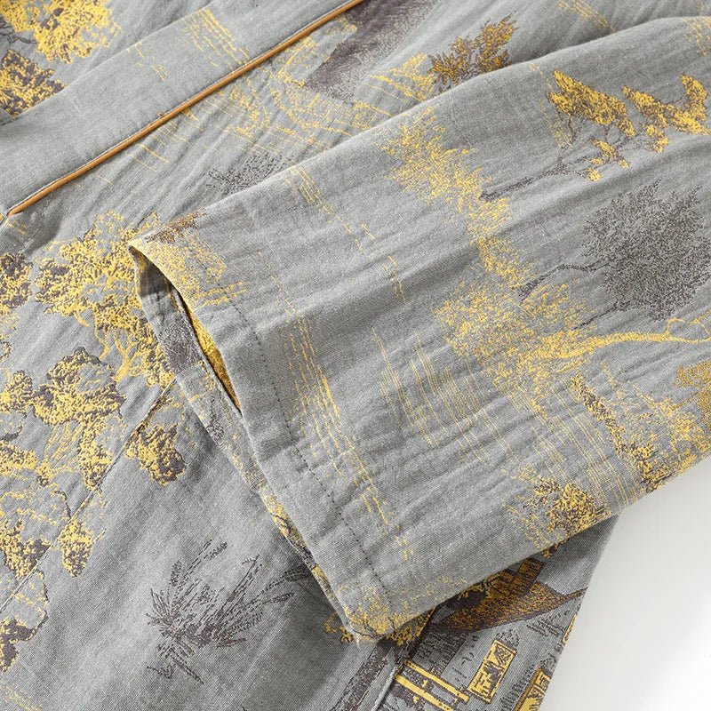Dames Pyjama Set Kimono Met Artistieke Aquarelpatronen 6