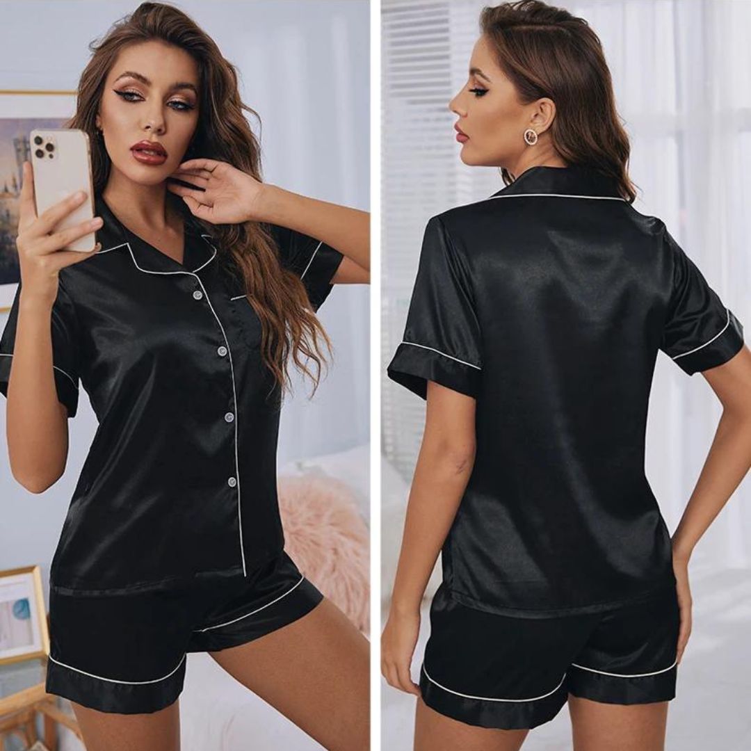 Dames Pyjama Set Satijn Luxe Casual 3