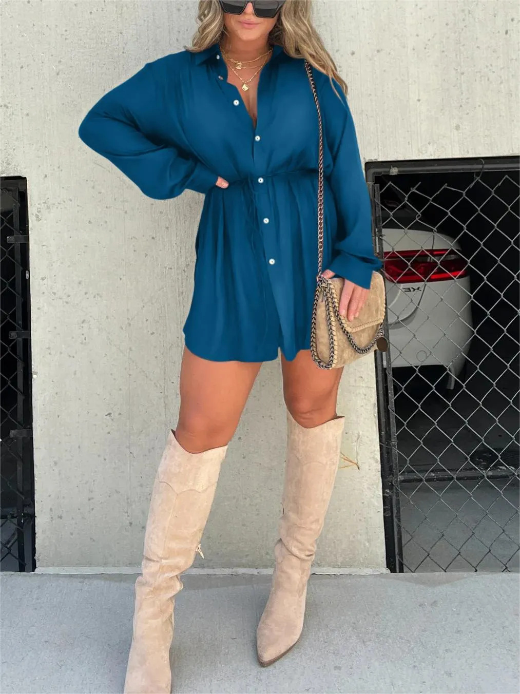 Dames Romper Jurk Trendy Satijn 11