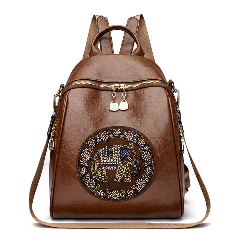Dames Rugzak Modern Versierd Design met Ruim Hoofdvak 0