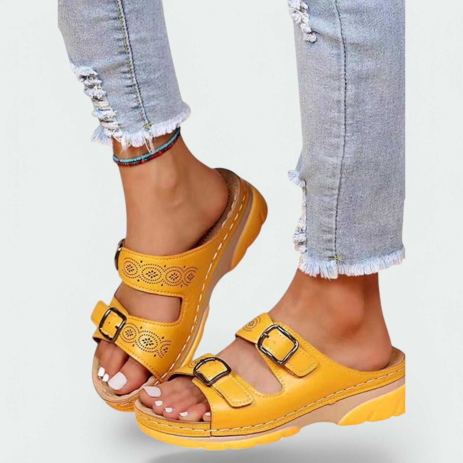 Dames Sandalen Met Brede Hak en Ademend Ontwerp 2