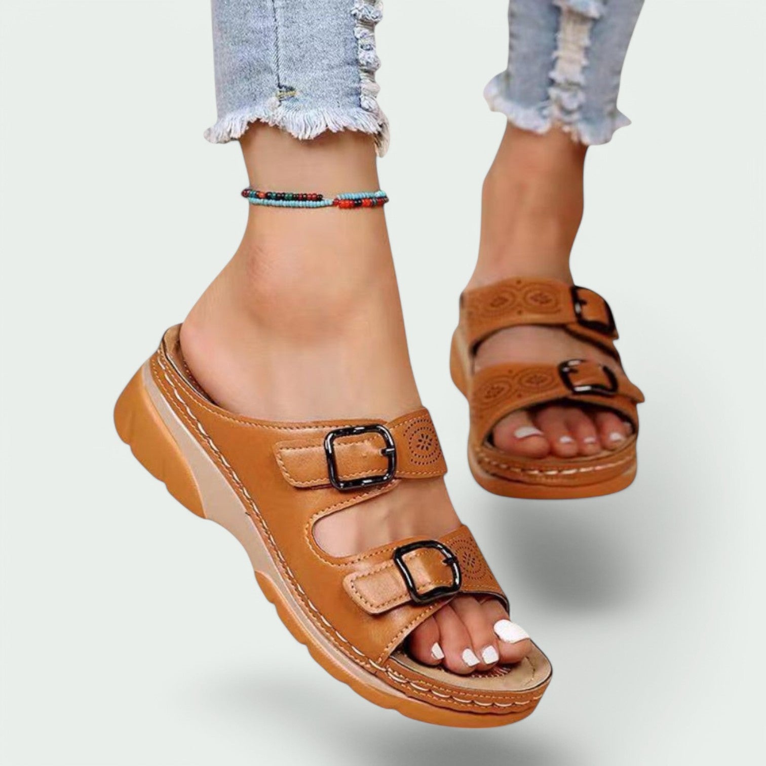 Dames Sandalen Met Brede Hak en Ademend Ontwerp 3
