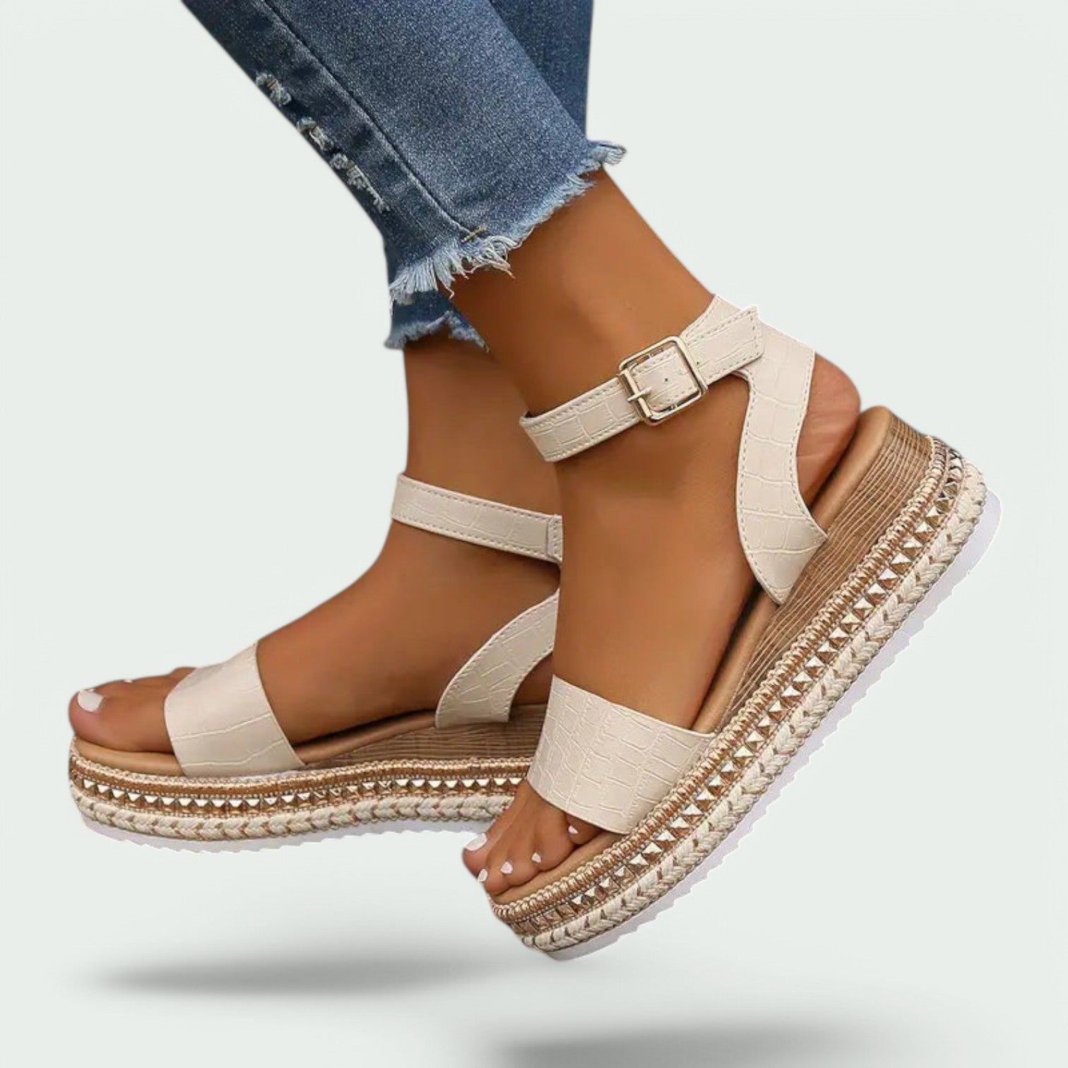 Dames Sandalen Platform Kunstleer Met Enkelbandje 1