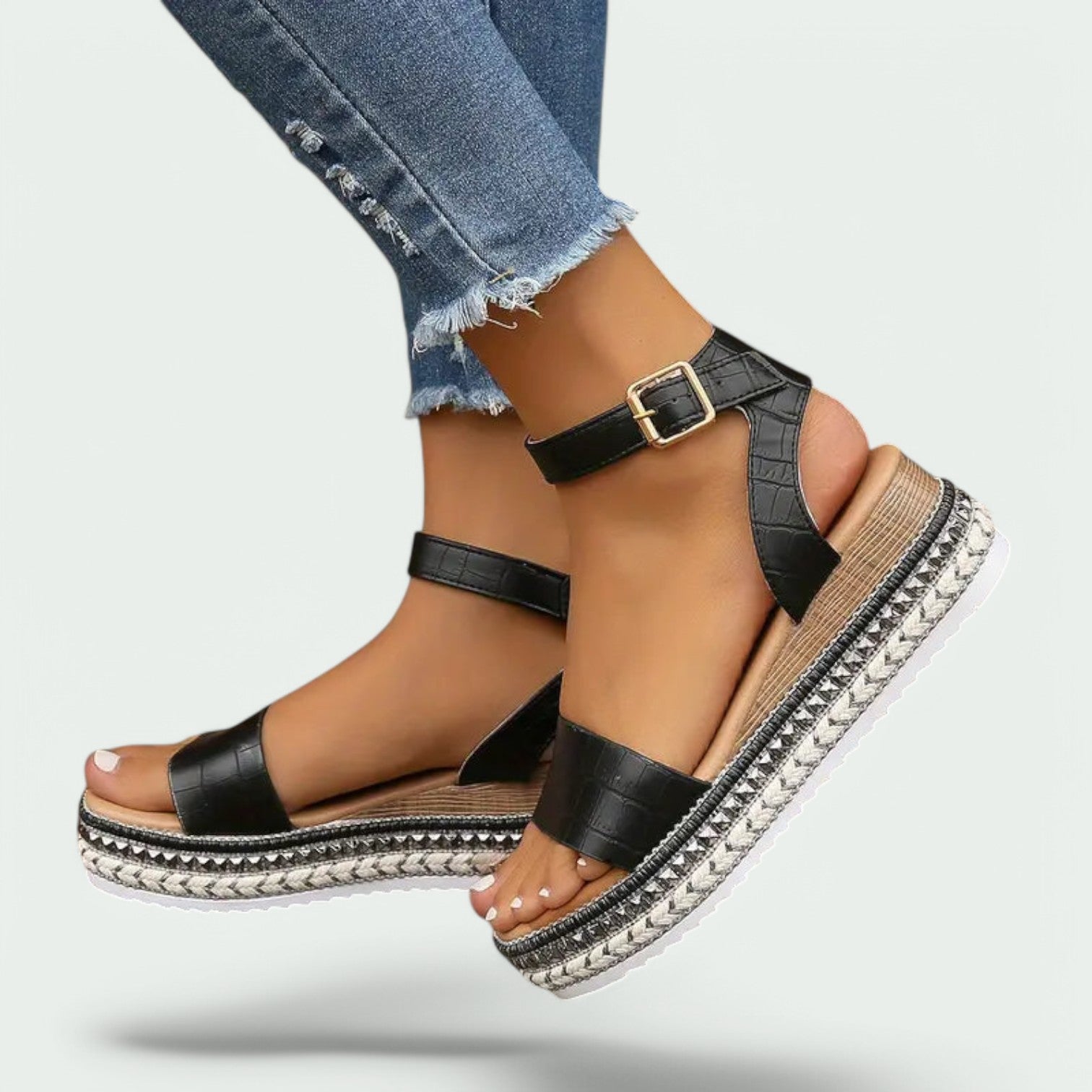 Dames Sandalen Platform Kunstleer Met Enkelbandje 2
